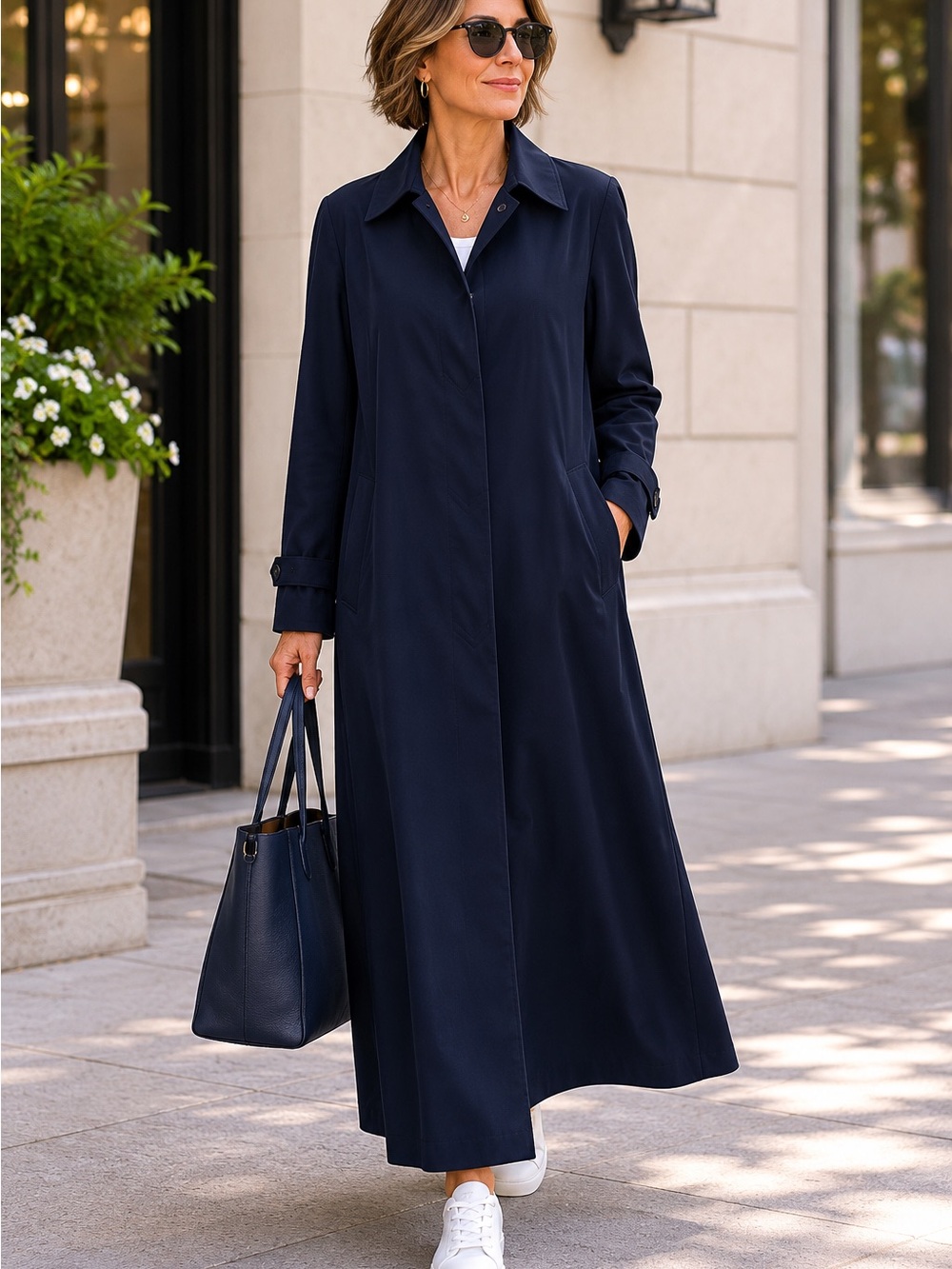FS Limited Long Navy Trench Coat Overcoat XL NNT